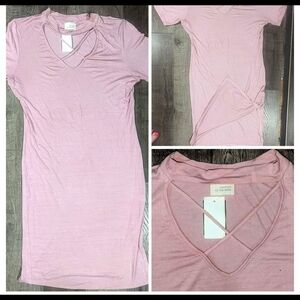 Caution To The Wind Blush Pink Crisscross Short Sleeve Dress